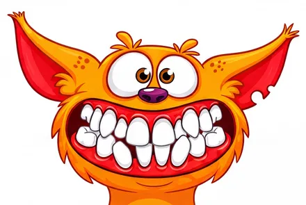 Monster illustration showing crowded teeth