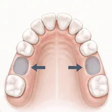 Clinical illustration of selected tooth spaces with remaining teeth moving into space.